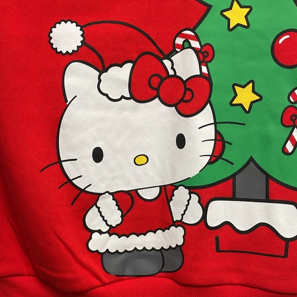 Hello Kitty Red Graphic‎ Christmas Merry & Bright Tree Sweatshirt Crewneck - Picture 4 of 17